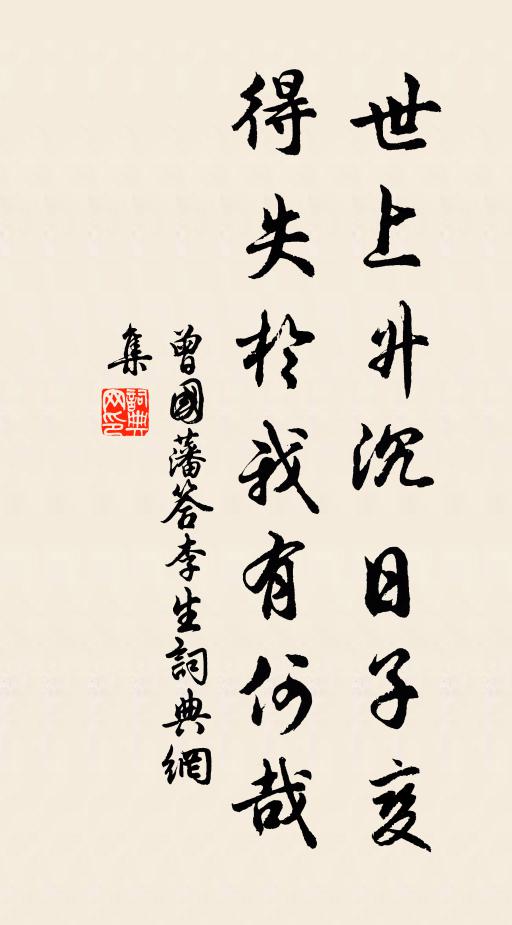 曾国藩世上升沉日子变，得失于我有何哉书法作品欣赏