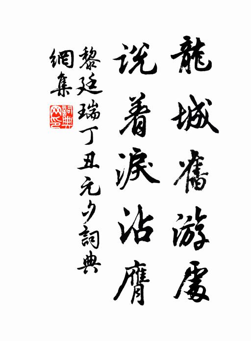 黎廷瑞龙城旧游处，说着泪沾膺书法作品欣赏