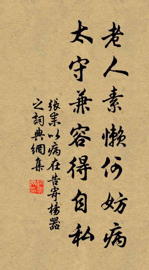 张耒老人素懒何妨病，太守兼容得自私书法作品欣赏