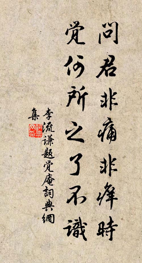 李流谦问君非痛非痒时，觉何所之了不识书法作品欣赏