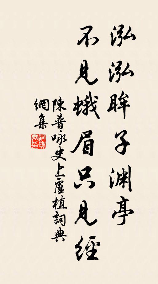 陈普泓泓眸子渊亭，不见蛾眉只见经书法作品欣赏