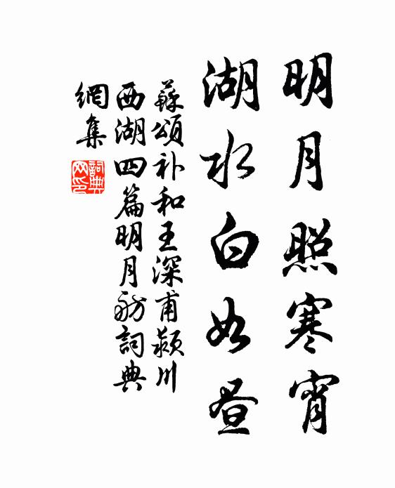 苏颂明月照寒宵，湖水白如昼书法作品欣赏