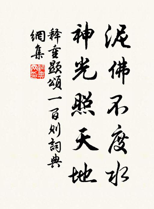 释重顯泥佛不度水，神光照天地书法作品欣赏