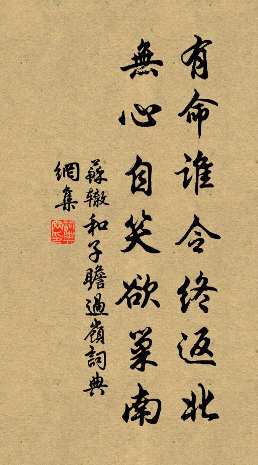 苏辙有命谁令终返北，无心自笑欲巢南书法作品欣赏