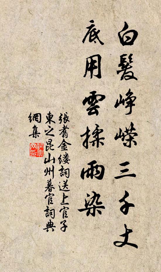 张翥白发峥嵘三千丈，底用云揉雨染书法作品欣赏