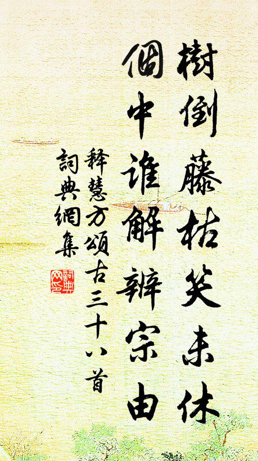 释慧方树倒藤枯笑未休，个中谁解辨宗由书法作品欣赏