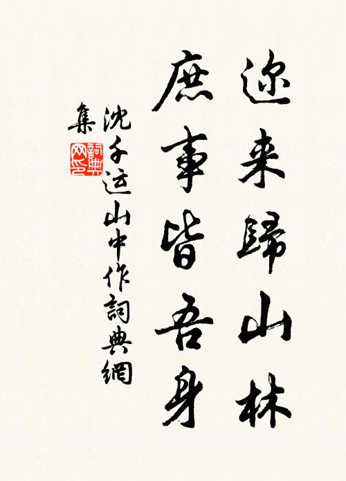 沈千运迩来归山林，庶事皆吾身书法作品欣赏