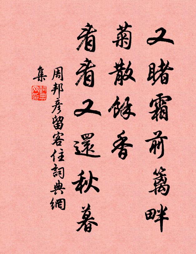 周邦彦又睹霜前篱畔，菊散馀香，看看又还秋暮书法作品欣赏
