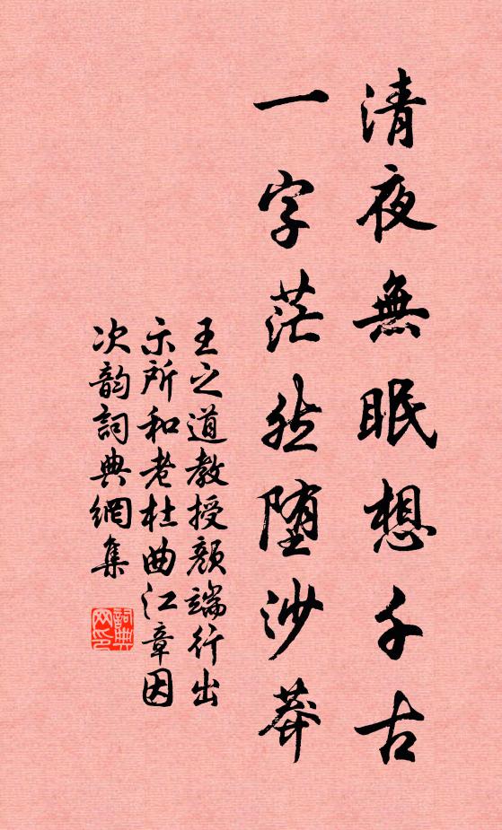 王之道清夜无眠想千古，一字茫然堕沙莽书法作品欣赏