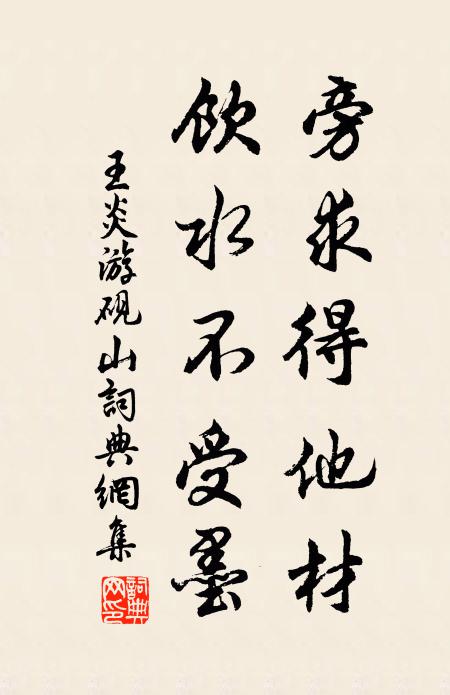王炎旁求得他材，饮水不受墨书法作品欣赏