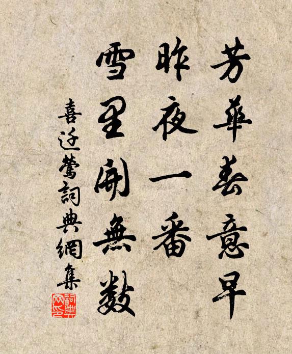 佚名芳华春意早，昨夜一番，雪里开无数书法作品欣赏