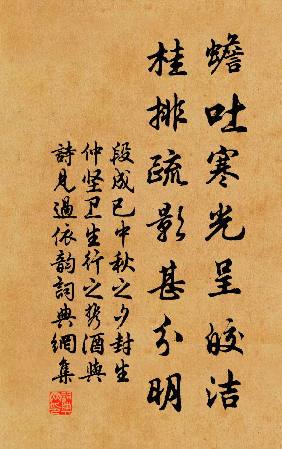 段成已蟾吐寒光呈皎洁，桂排疏影甚分明书法作品欣赏