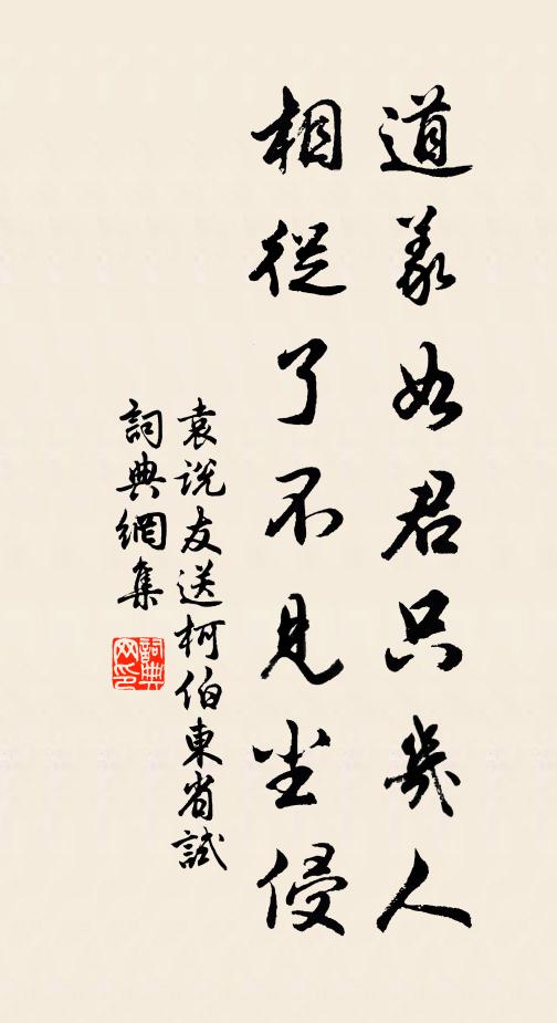 袁说友道义如君只几人，相从了不见尘侵书法作品欣赏