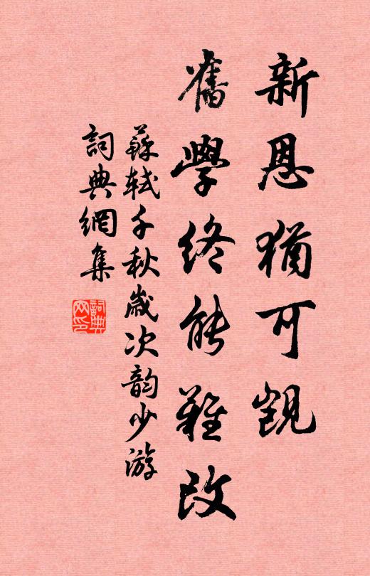 苏轼新恩犹可觊，旧学终能难改书法作品欣赏