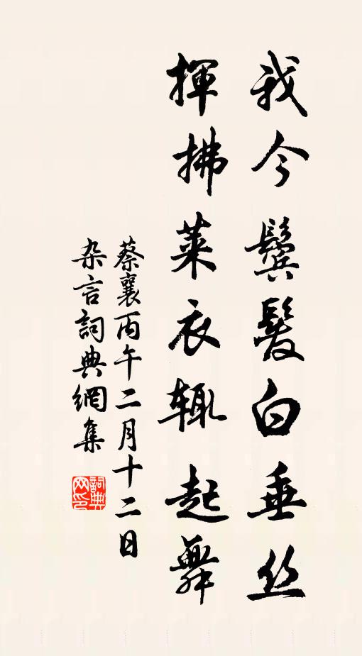 蔡襄我今鬓发白垂丝，挥拂莱衣辄起舞书法作品欣赏