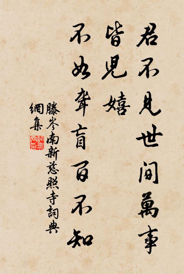 滕岑君不见世间万事皆儿嬉，不如聋盲百不知书法作品欣赏