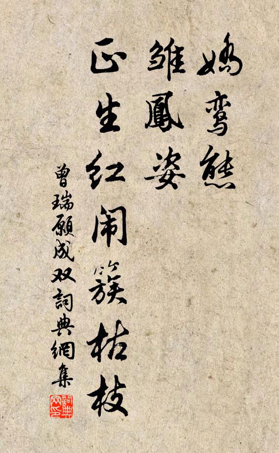 曾瑞娇鸾态，雏凤姿，正生红闹簇枯枝书法作品欣赏