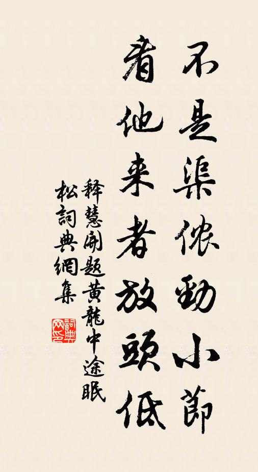 释慧开不是渠侬劲小节，看他来者放头低书法作品欣赏