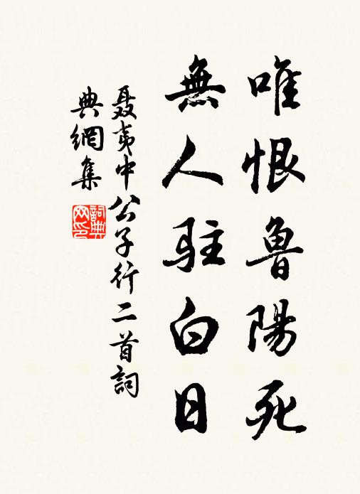 聂夷中唯恨鲁阳死，无人驻白日书法作品欣赏