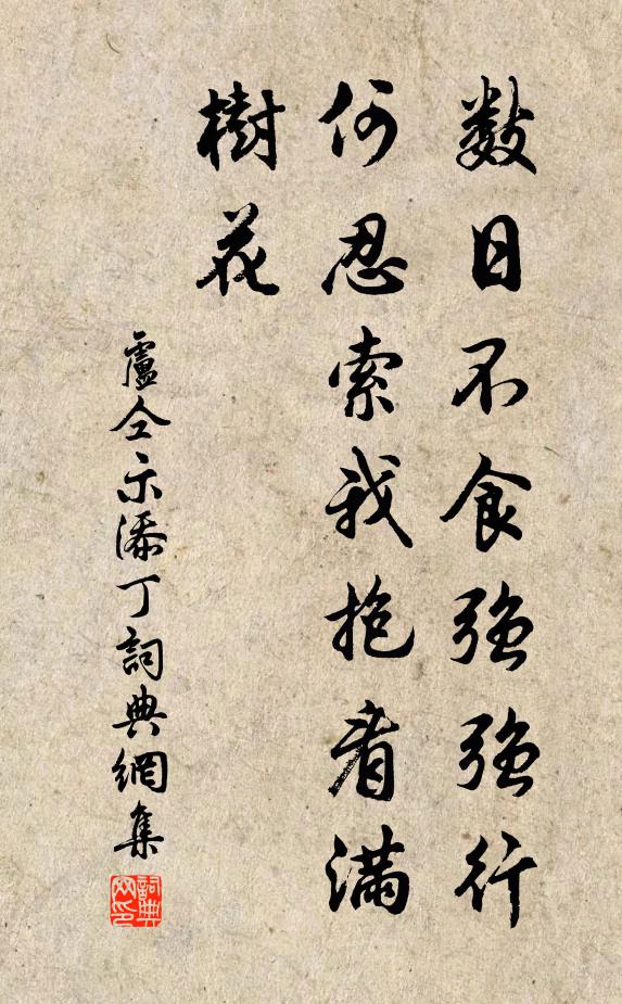 卢仝数日不食强强行，何忍索我抱看满树花书法作品欣赏