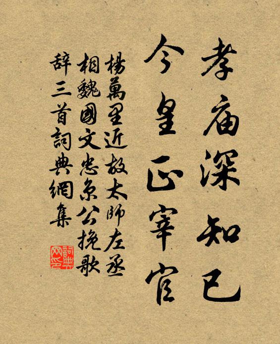 杨万里孝庙深知已，今皇正宰官书法作品欣赏