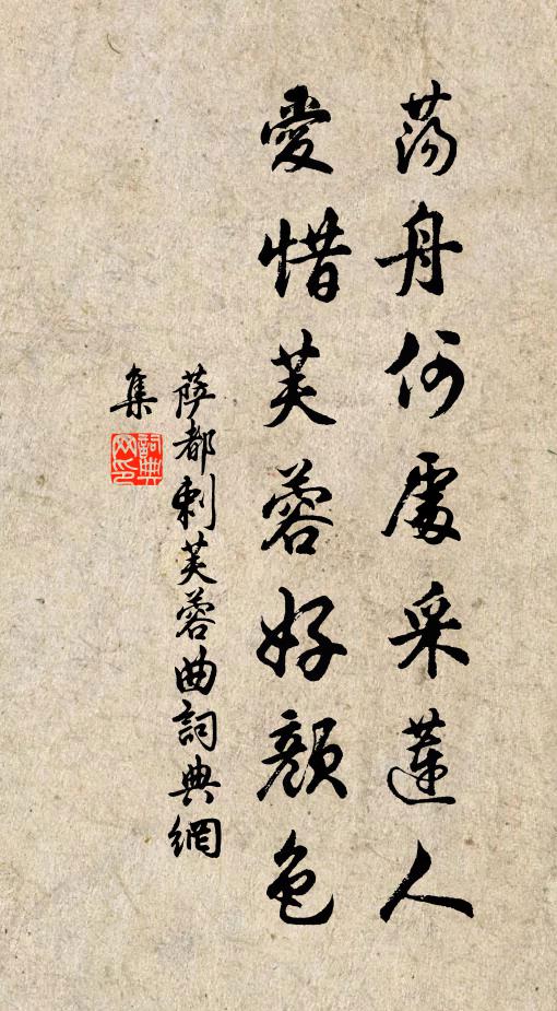 萨都剌荡舟何处采莲人，爱惜芙蓉好颜色书法作品欣赏