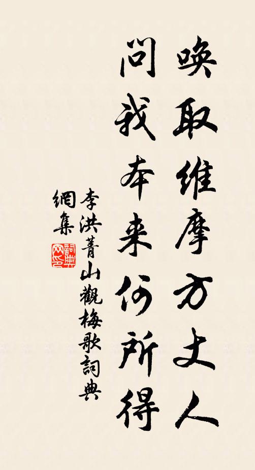李洪唤取维摩方丈人，问我本来何所得书法作品欣赏