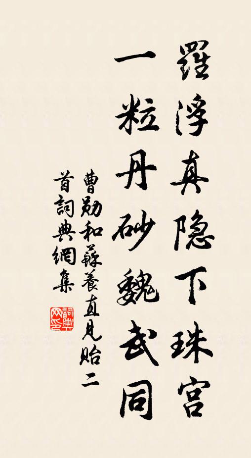 曹勋罗浮真隐下珠宫，一粒丹砂魏武同书法作品欣赏