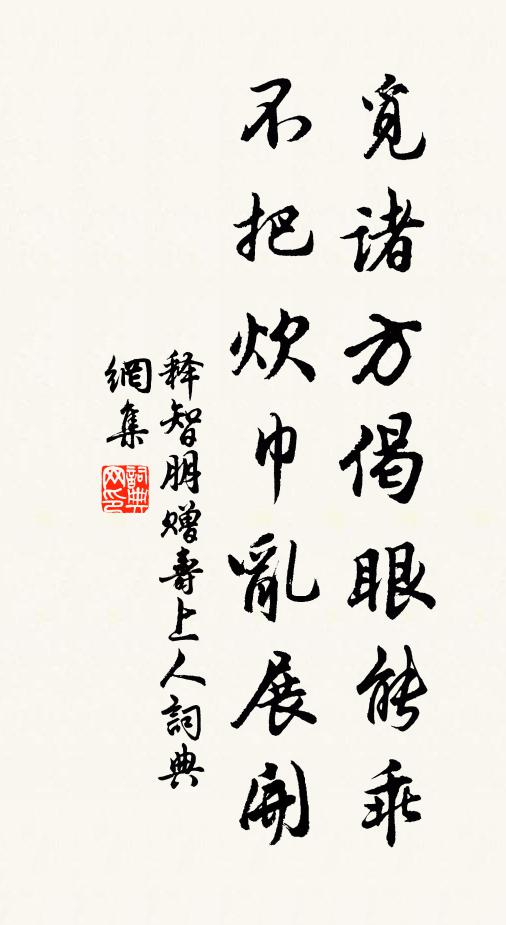 释智朋觅诸方偈眼能乖，不把炊巾乱展开书法作品欣赏