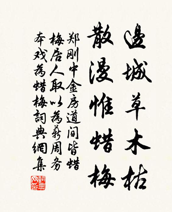 郑刚中边城草木枯，散漫惟蜡梅书法作品欣赏