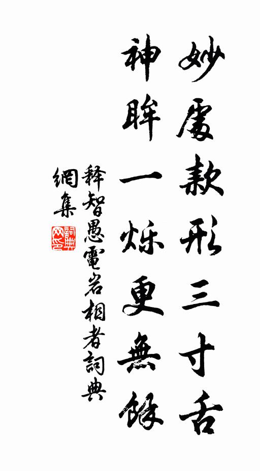 释智愚妙处款形三寸舌，神眸一烁更无余书法作品欣赏