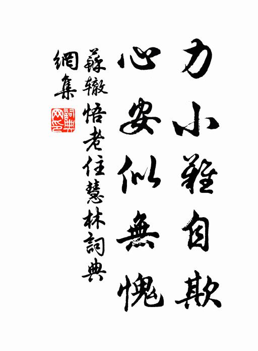 苏辙力小难自欺，心安似无愧书法作品欣赏