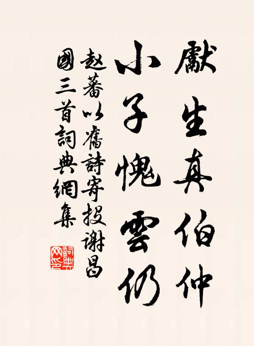 赵蕃先生真伯仲，小子愧云仍书法作品欣赏