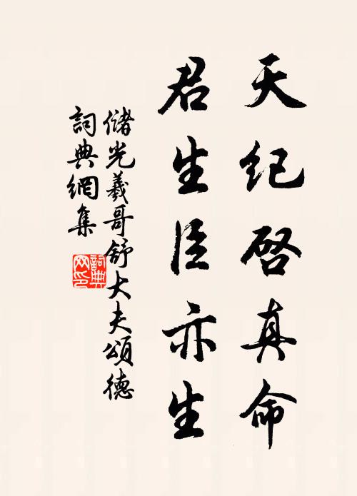 储光羲天纪启真命，君生臣亦生书法作品欣赏
