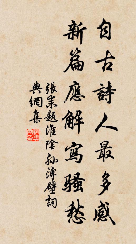 张耒自古诗人最多感，新篇应解写骚愁书法作品欣赏