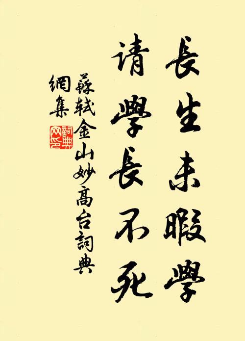 苏轼长生未暇学，请学长不死书法作品欣赏