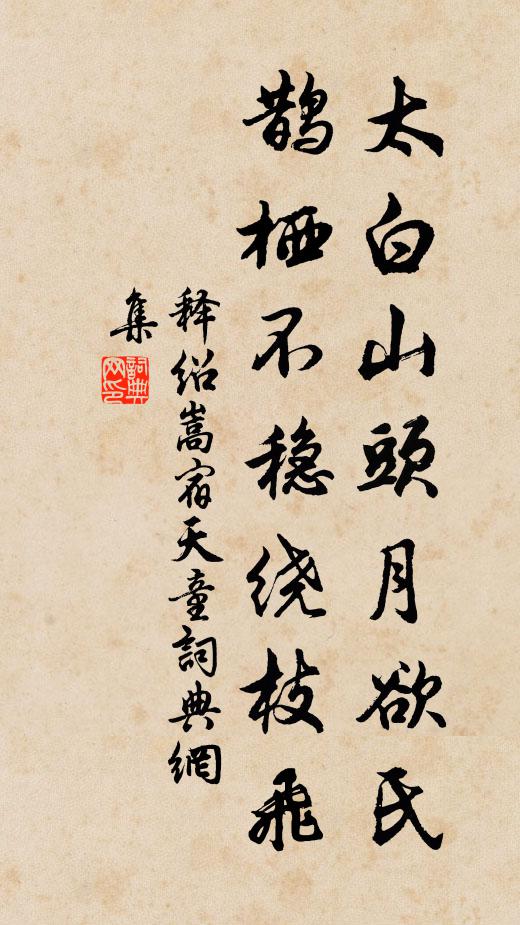 释绍嵩太白山头月欲氏，鹊栖不稳绕枝飞书法作品欣赏