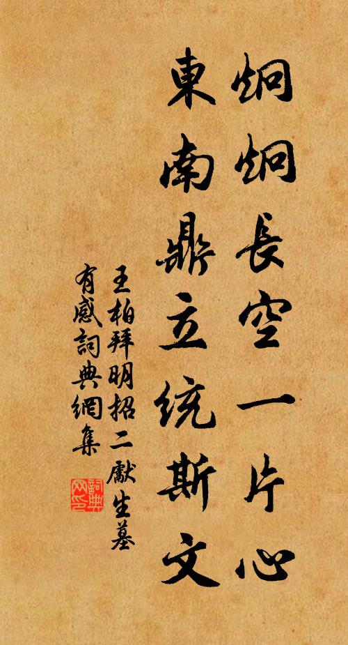 王柏炯炯长空一片心，东南鼎立统斯文书法作品欣赏