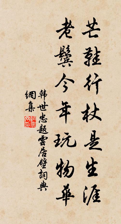 韩世忠芒鞋行杖是生涯，老鬓今年玩物华书法作品欣赏