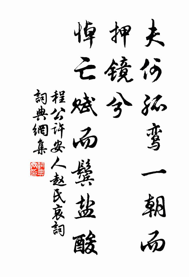 程公许夫何孤鸾一朝而押镜兮，悼亡赋而鬓盐酸书法作品欣赏