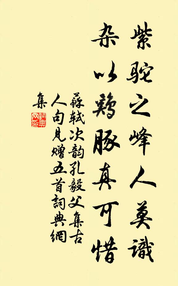 苏轼紫驼之峰人莫识,杂以鸡豚真可惜书法作品欣赏