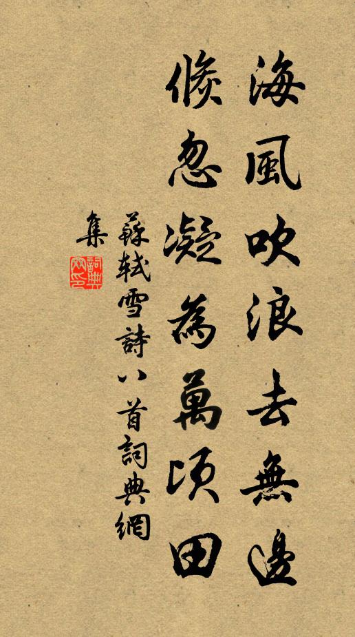 苏轼海风吹浪去无边，倏忽凝为万顷田书法作品欣赏