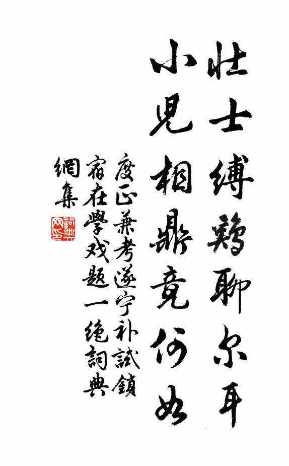 度正壮士缚鸡聊尔耳，小儿相鼎竟何如书法作品欣赏