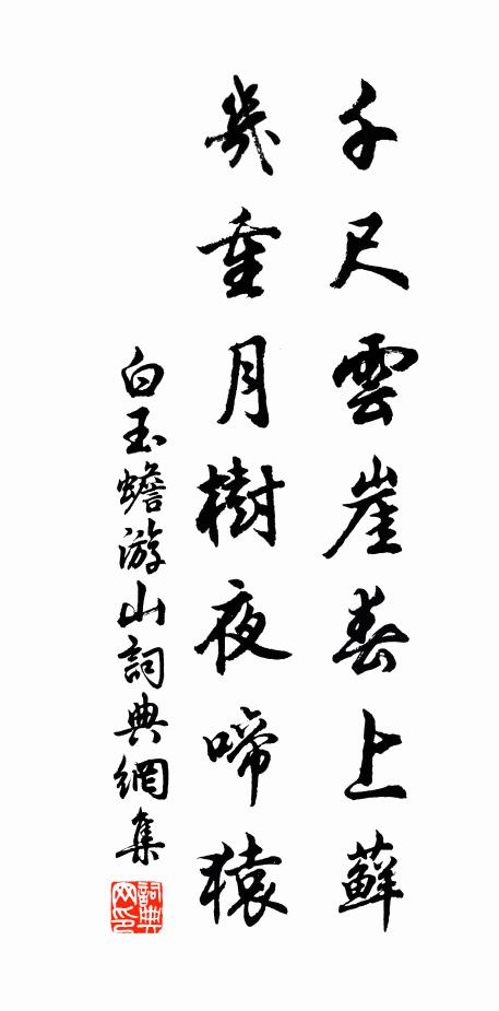 白玉蟾千尺云崖春上藓，几重月树夜啼猿书法作品欣赏