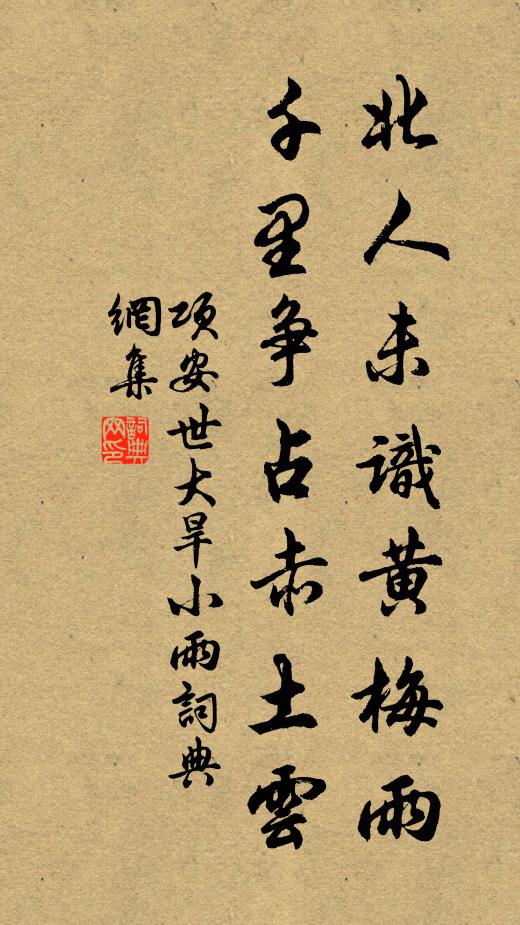 项安世北人未识黄梅雨，千里争占赤土云书法作品欣赏