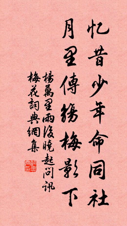 杨万里忆昔少年命同社，月里传觞梅影下书法作品欣赏