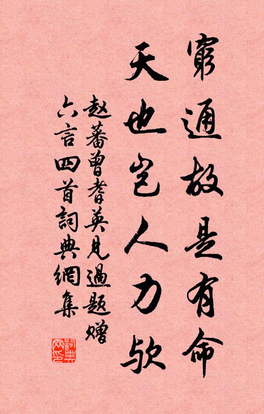 赵蕃穷通故是有命，天也岂人力欤书法作品欣赏