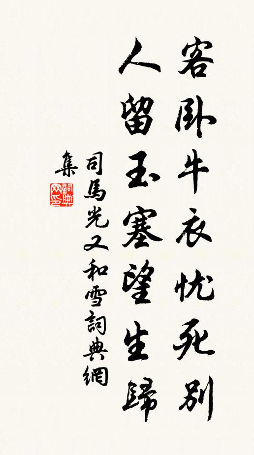 司马光客卧牛衣忧死别,人留玉塞望生归书法作品欣赏