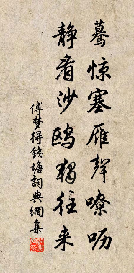 傅梦得蓦惊塞雁声嘹呖，静看沙鸥独往来书法作品欣赏