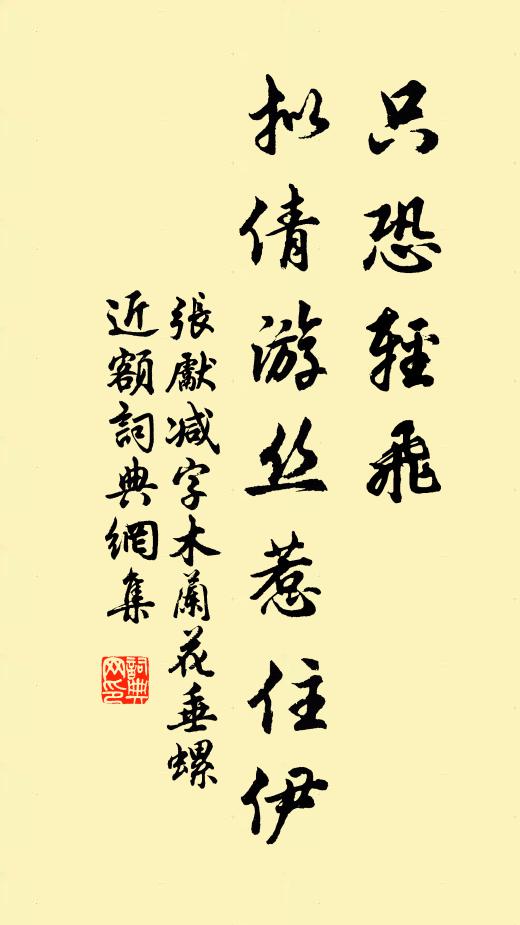 张先只恐轻飞，拟倩游丝惹住伊书法作品欣赏